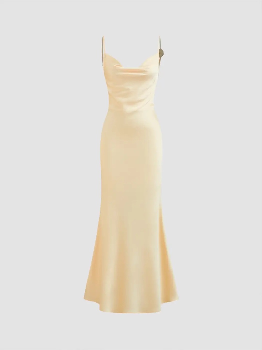 Cider Yellow Slip Maxi Dress with Cowl Neck and flower Size M